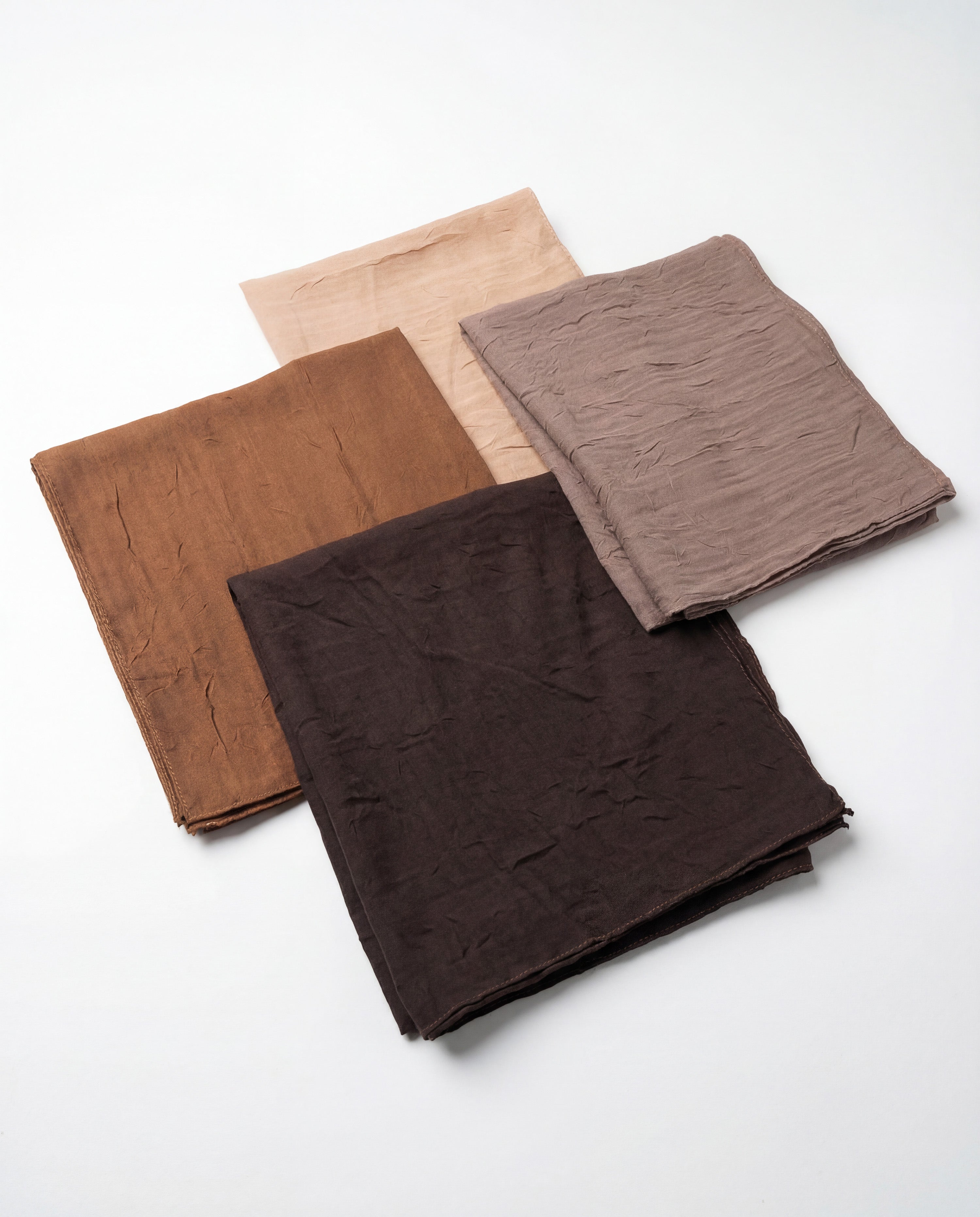 4'lü Bambu Kraş Eşarp Seti (Açık Kahve - Taba - Kahverengi - Koyu Kahve)