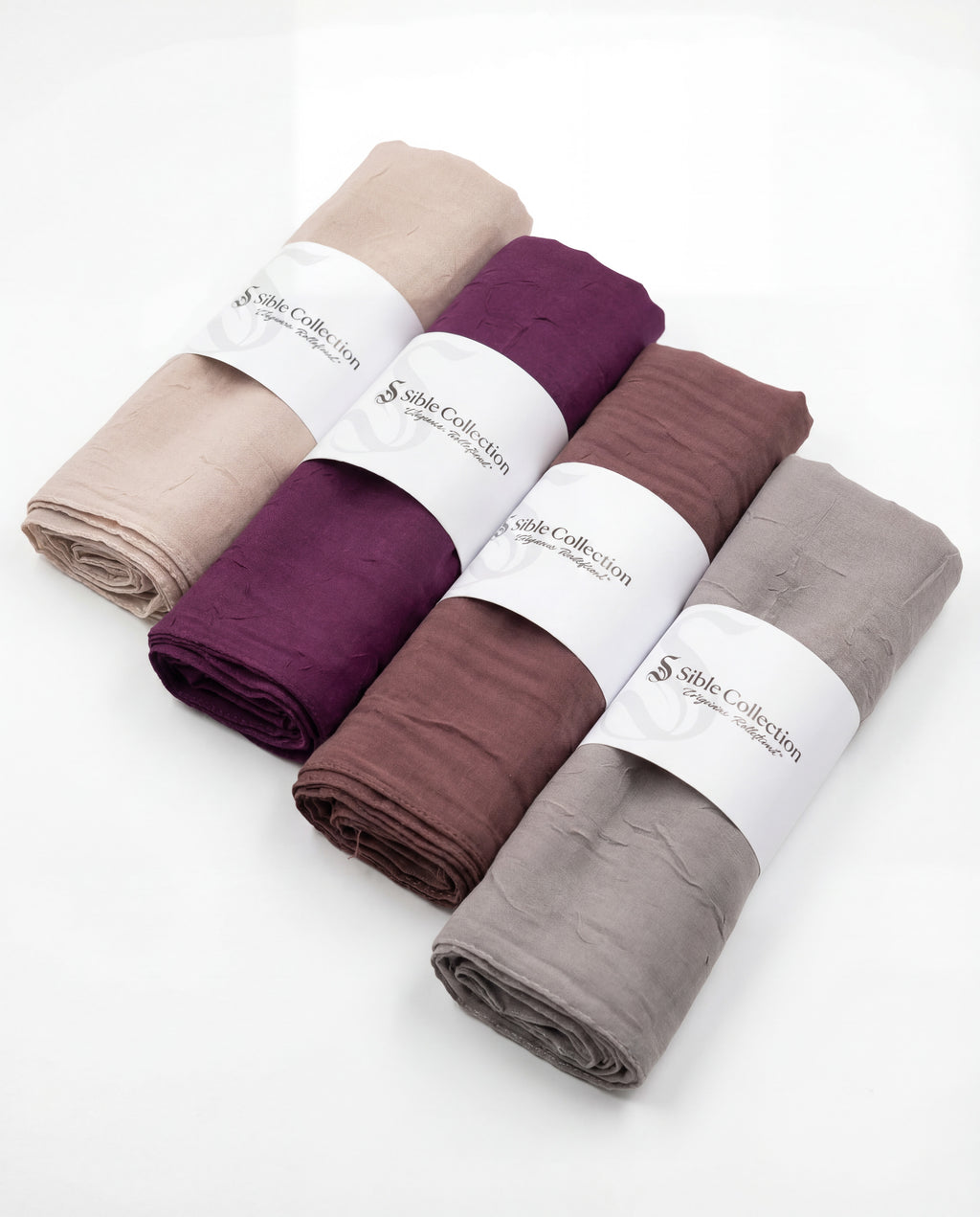 4'lü Bambu Kraş Eşarp Seti (Vizon - Mor - Mürdüm - Koyu Gri)