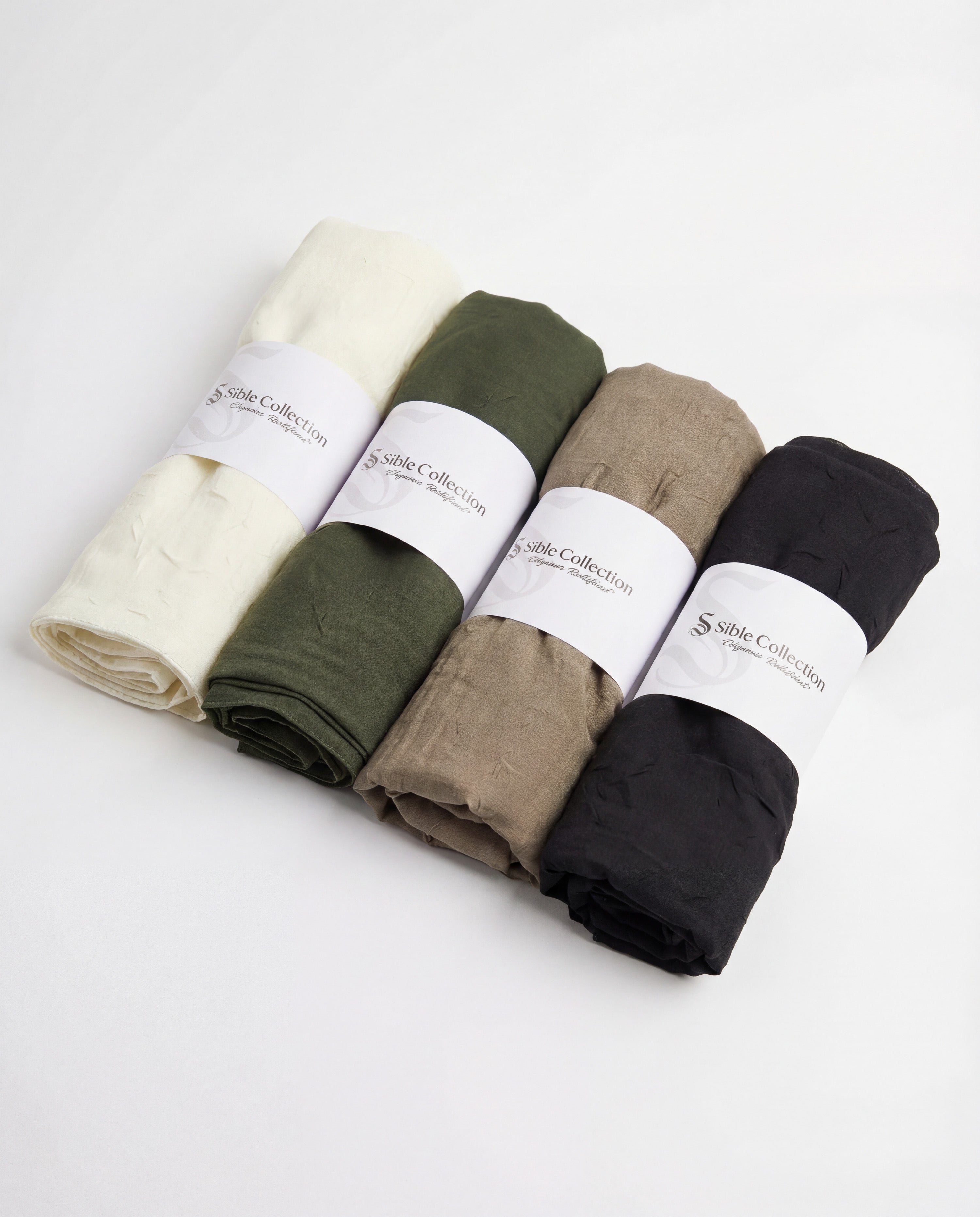 4'lü Bambu Kraş Eşarp Seti (Kırık Beyaz - Yeşil - Haki - Siyah)