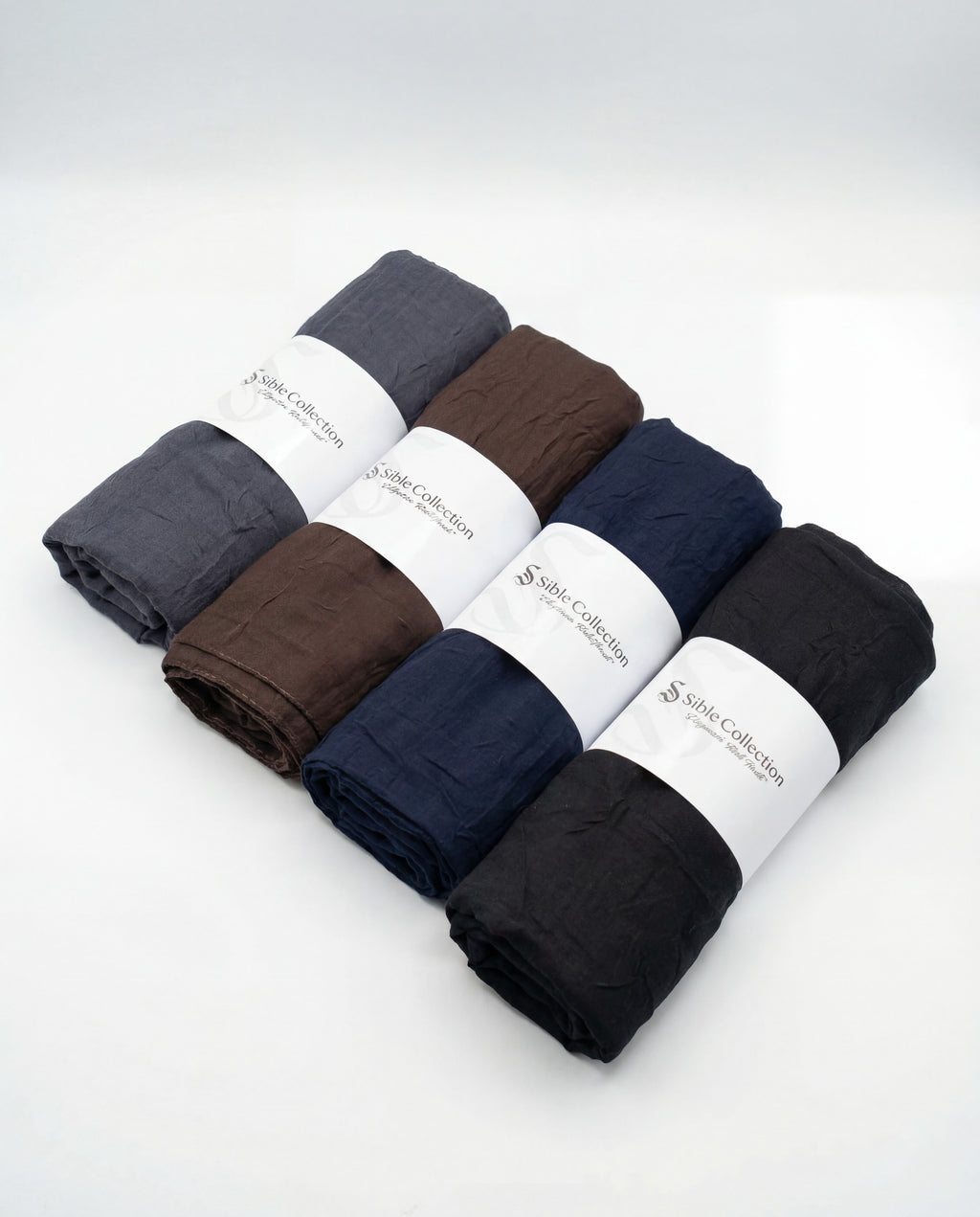 4'lü Bambu Kraş Eşarp Seti (Füme - Koyu Kahve - Lacivert - Siyah)