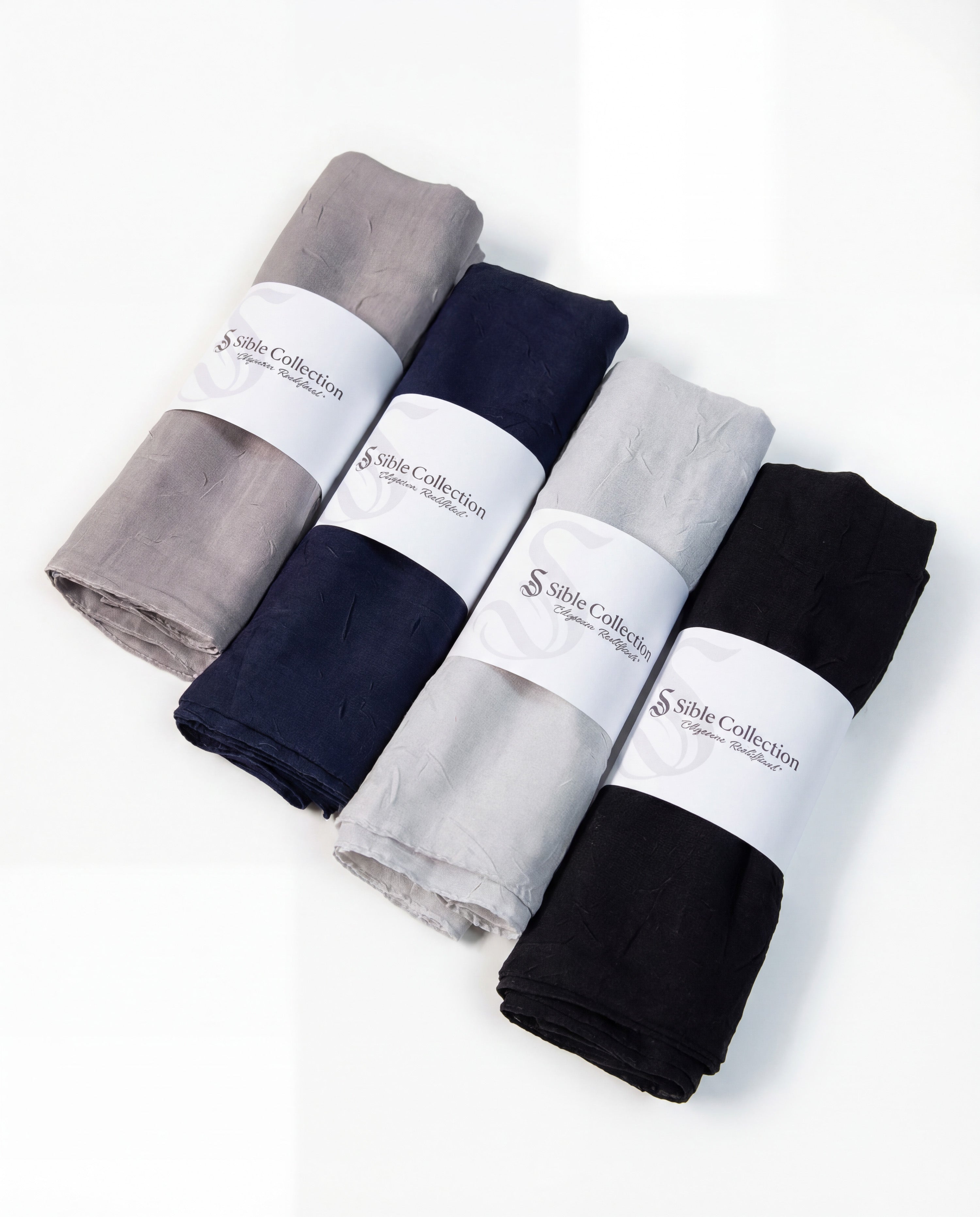 4'lü Bambu Kraş Eşarp Seti (Koyu Gri - Lacivert - Gri - Siyah)