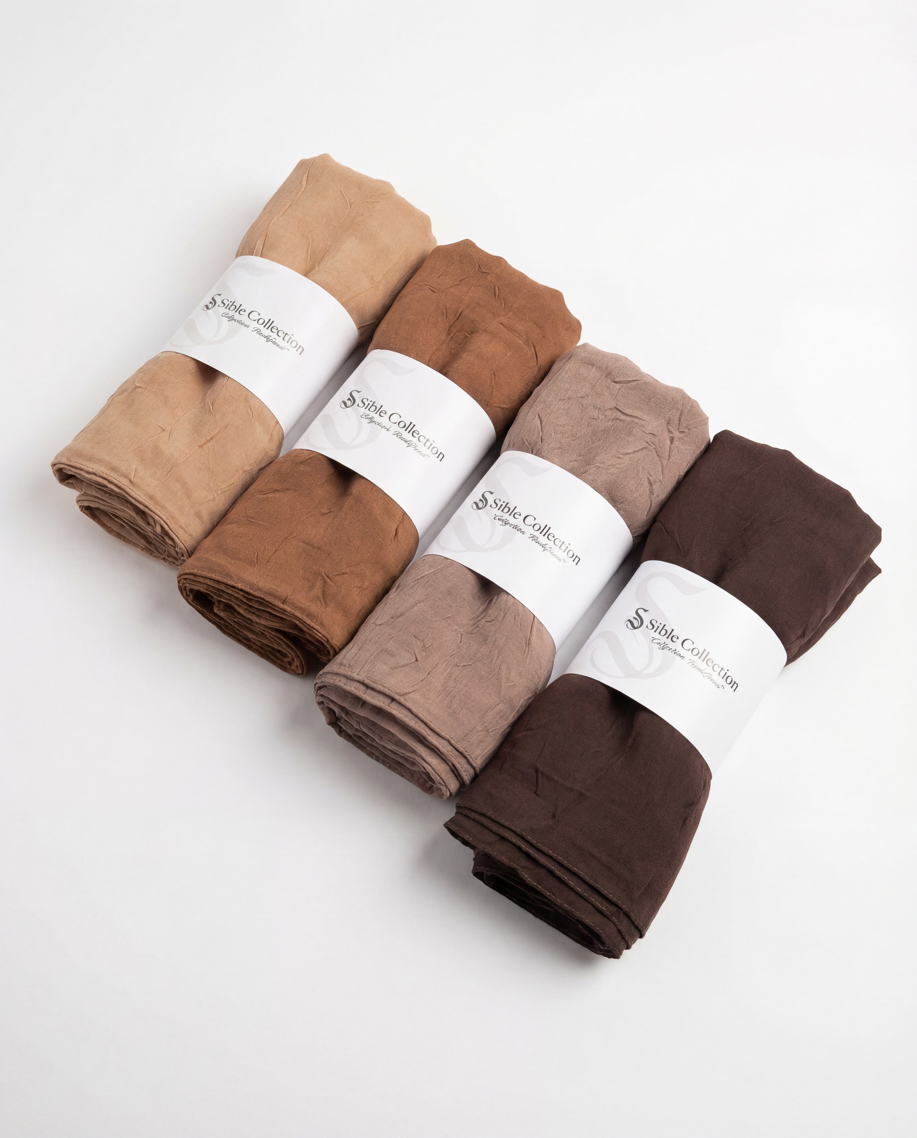 4'lü Bambu Kraş Eşarp Seti (Açık Kahve - Taba - Kahverengi - Koyu Kahve)