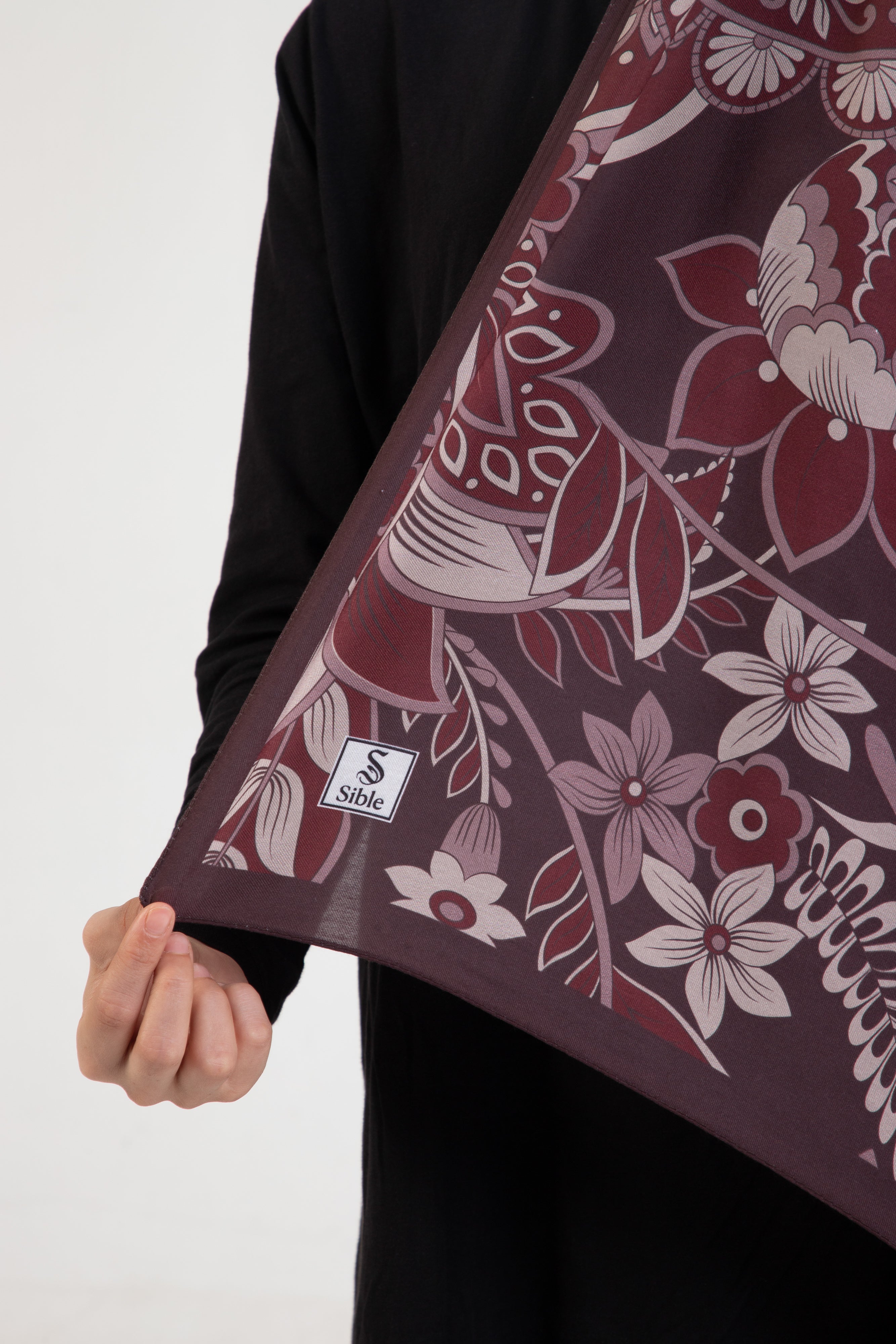 Floral “Zahara” Desenli İpeksi Soft Şal Bordo