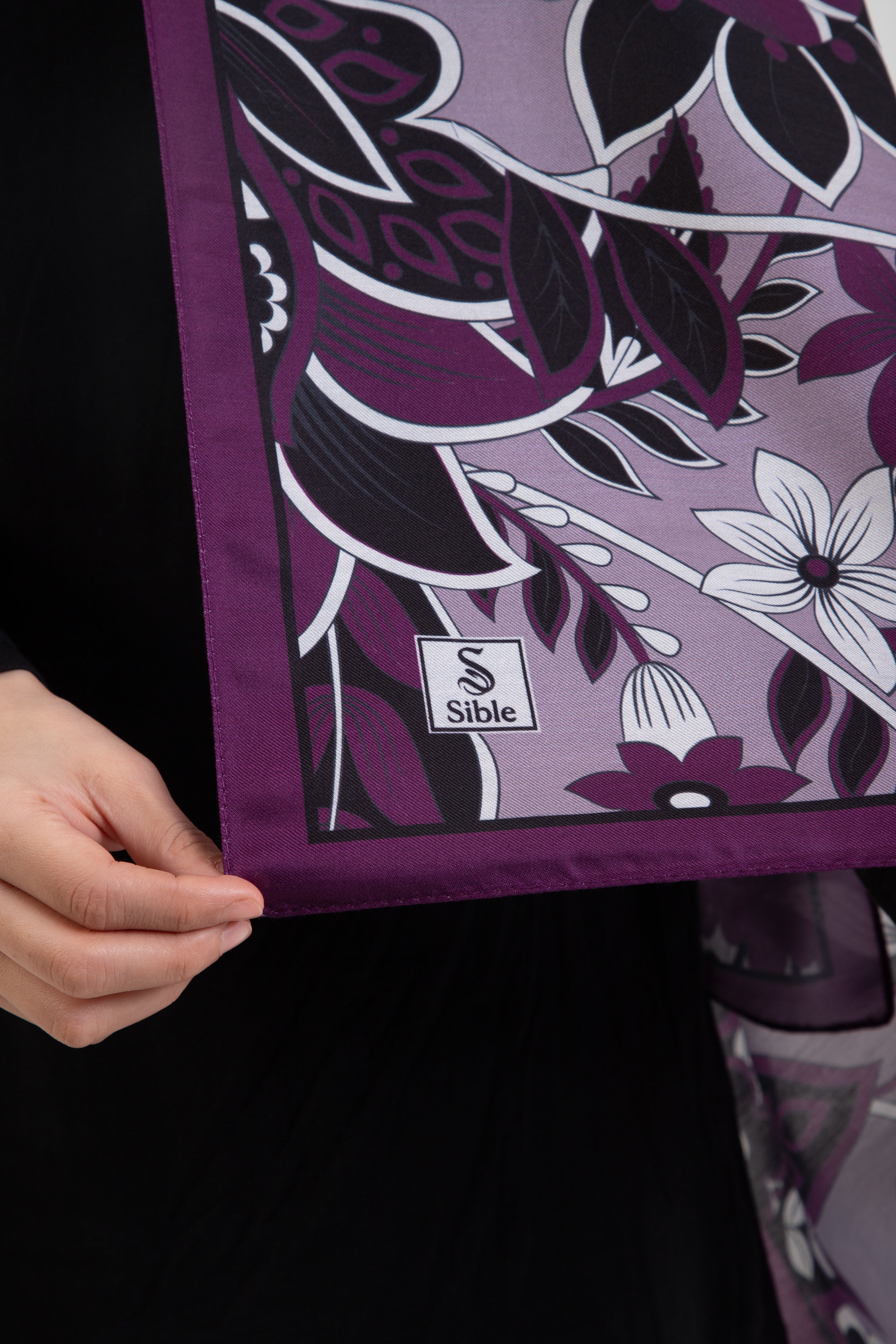 Floral “Zahara” Desenli İpeksi Soft Şal Mor