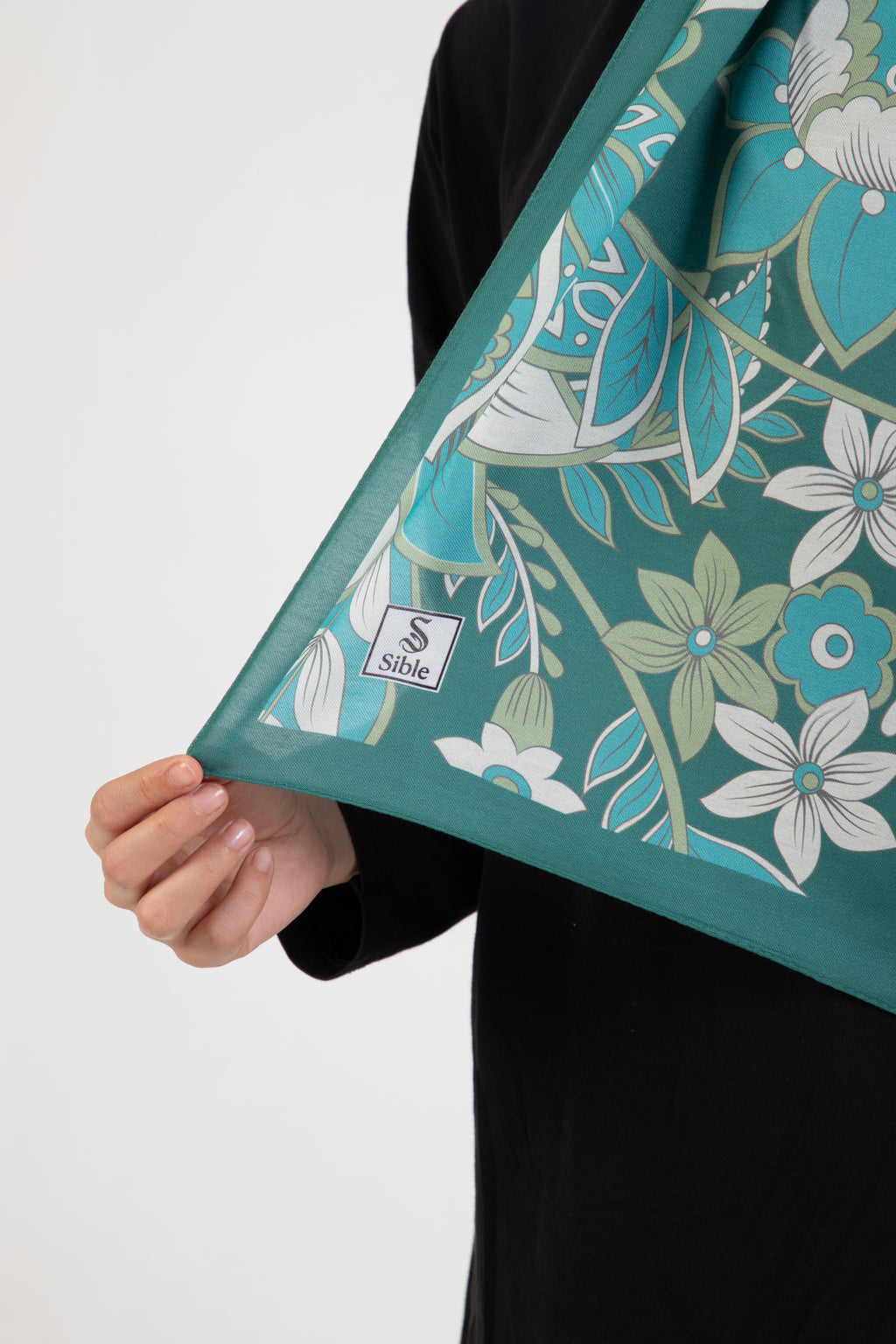 Floral “Zahara” Desenli İpeksi Soft Şal Yeşil