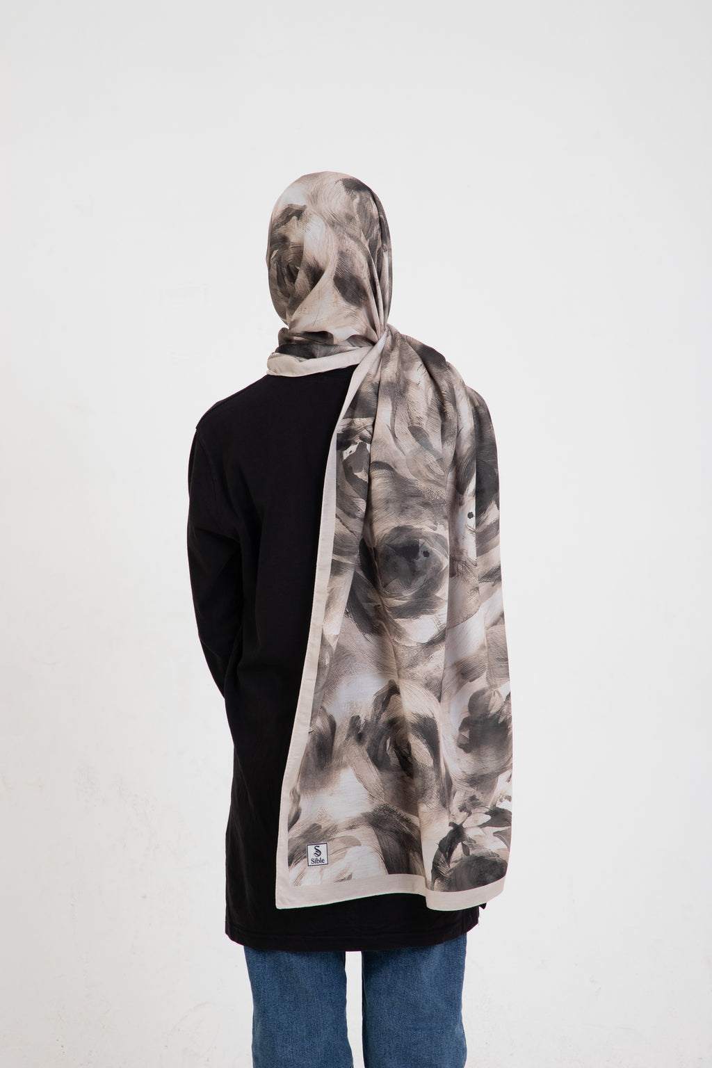 “Rosa” Gül Desenli İpeksi Soft Şal Bej