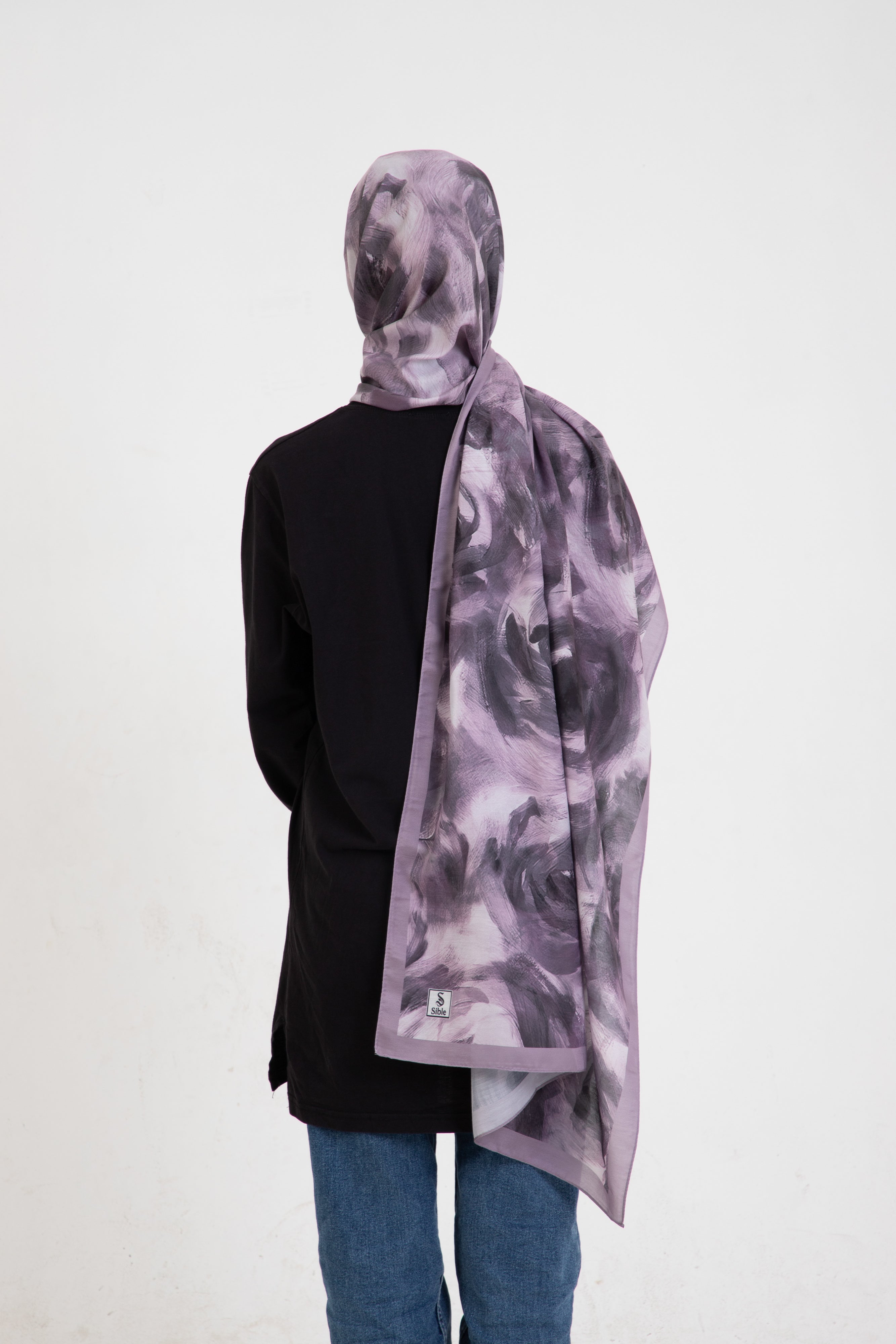 “Rosa” Gül Desenli İpeksi Soft Şal Mor