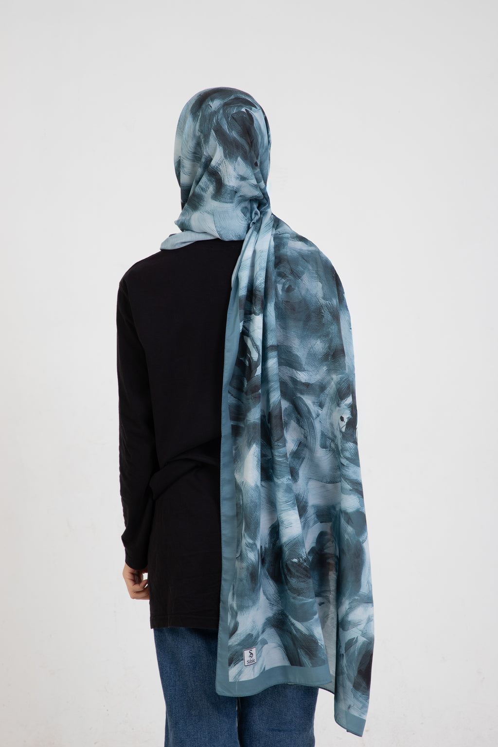 “Rosa” Gül Desenli İpeksi Soft Şal Turkuaz