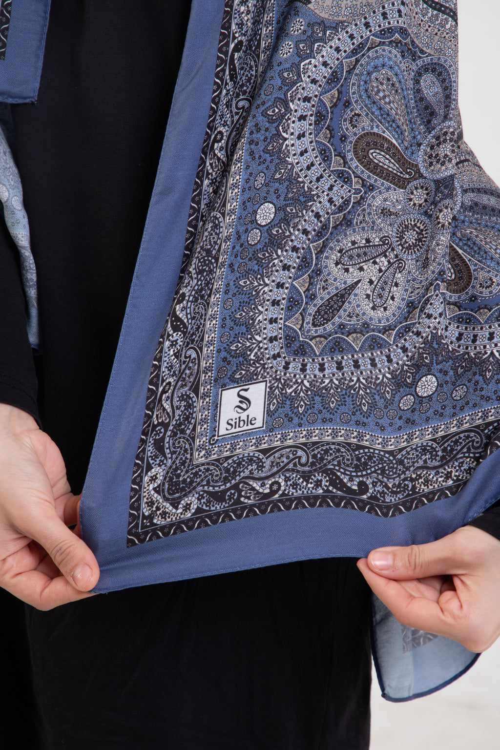 Etnik Etro “Tula” Desenli İpeksi Soft Şal Mavi