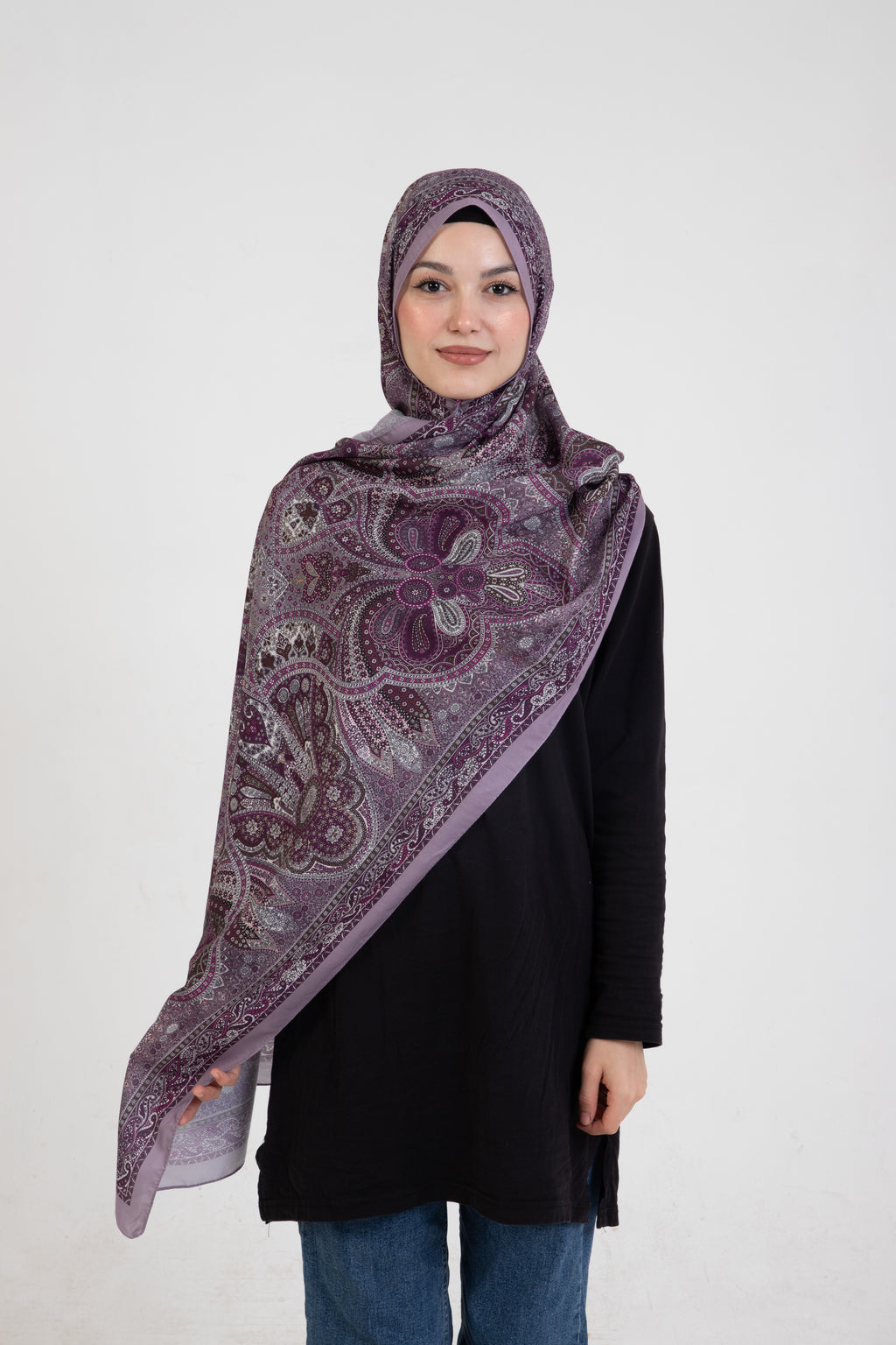 Etnik Etro “Tula” Desenli İpeksi Soft Şal Pembe