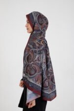 Etnik Etro “Tula” Desenli İpeksi Soft Şal Bordo - Görsel 2