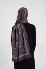 Etnik Etro “Tula” Desenli İpeksi Soft Şal Bordo - Görsel 4