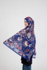 Floral “Zahara” Desenli İpeksi Soft Şal Mavi - Görsel 3