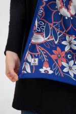 Floral “Zahara” Desenli İpeksi Soft Şal Mavi - Görsel 2