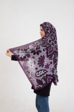 Floral “Zahara” Desenli İpeksi Soft Şal Mor - Görsel 2