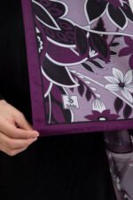 Floral “Zahara” Desenli İpeksi Soft Şal Mor - Görsel 3