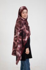 “Rosa” Gül Desenli İpeksi Soft Şal Bordo - Görsel 2