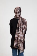 “Rosa” Gül Desenli İpeksi Soft Şal Kahverengi - Görsel 4