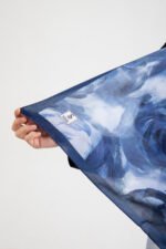 “Rosa” Gül Desenli İpeksi Soft Şal Mavi - Görsel 3