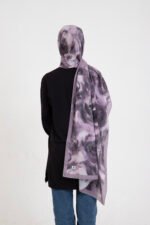 “Rosa” Gül Desenli İpeksi Soft Şal Mor - Görsel 4