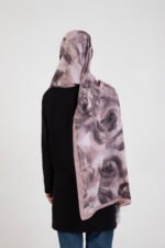 “Rosa” Gül Desenli İpeksi Soft Şal Pembe - Görsel 4