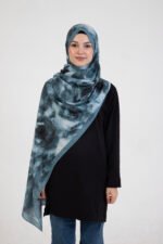 “Rosa” Gül Desenli İpeksi Soft Şal Turkuaz - Görsel 2