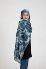 “Rosa” Gül Desenli İpeksi Soft Şal Turkuaz