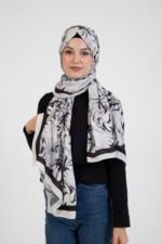 “Oasis” Desenli İpeksi Soft Şal Beyaz
