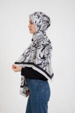 “Oasis” Desenli İpeksi Soft Şal Beyaz - Görsel 3