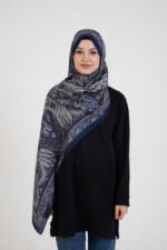 Etnik Etro “Tula” Desenli İpeksi Soft Şal Lacivert