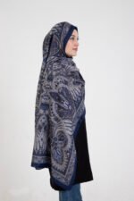 Etnik Etro “Tula” Desenli İpeksi Soft Şal Lacivert - Görsel 2