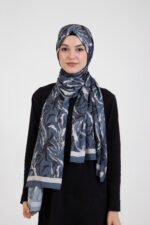 “Oasis” Desenli İpeksi Soft Şal Lacivert