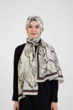“Oasis” Desenli İpeksi Soft Şal Bej