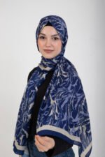 “Oasis” Desenli İpeksi Soft Şal Mavi - Görsel 2
