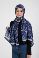 “Oasis” Desenli İpeksi Soft Şal Mavi