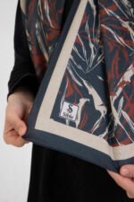 “Oasis” Desenli İpeksi Soft Şal Lacivert Kiremit - Görsel 4