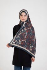 “Oasis” Desenli İpeksi Soft Şal Lacivert Kiremit