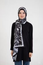 “Oasis” Desenli İpeksi Soft Şal Siyah